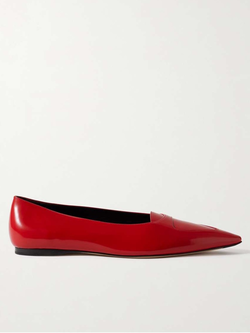 The Row Viv Glossed Leather Red Pointy Ballerina Flat NWT Size 39.5